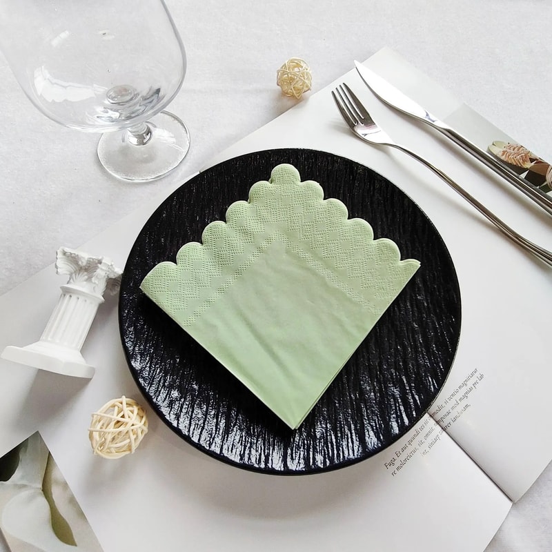 Premium Scalloped Paper Napkins Disposable Party Wedding Birthday Napkins 7