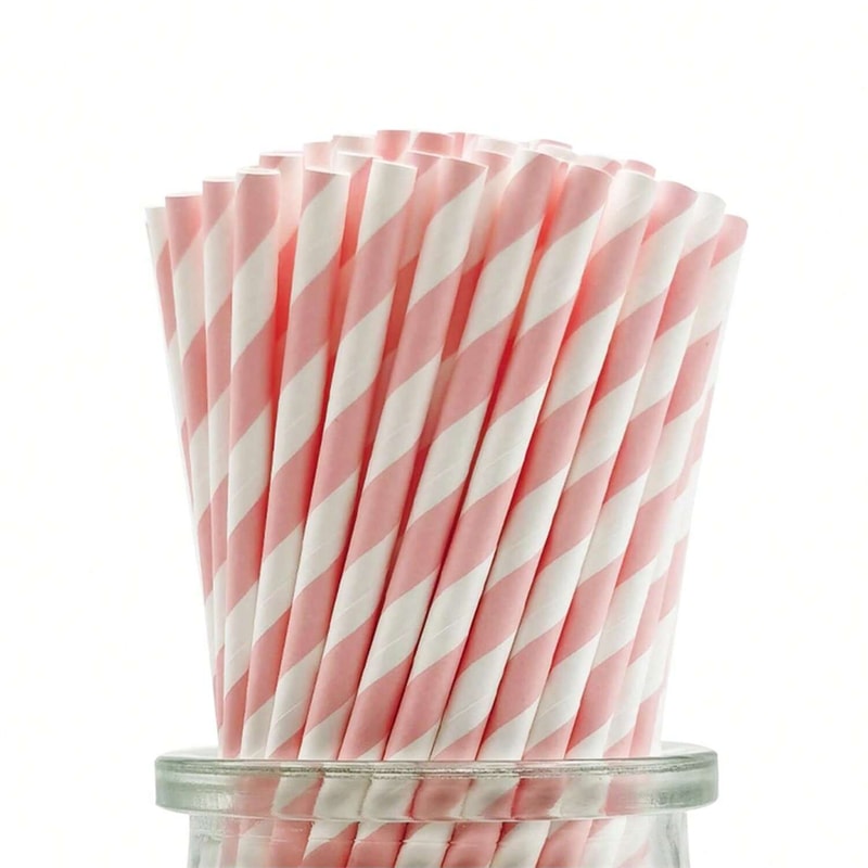 Premium Pink Striped Paper Straws for Parties & Weddings Party Paper Straws