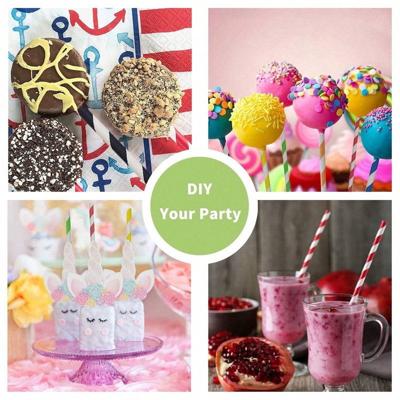 Premium Pink Striped Paper Straws for Parties & Weddings Party Paper Straws
