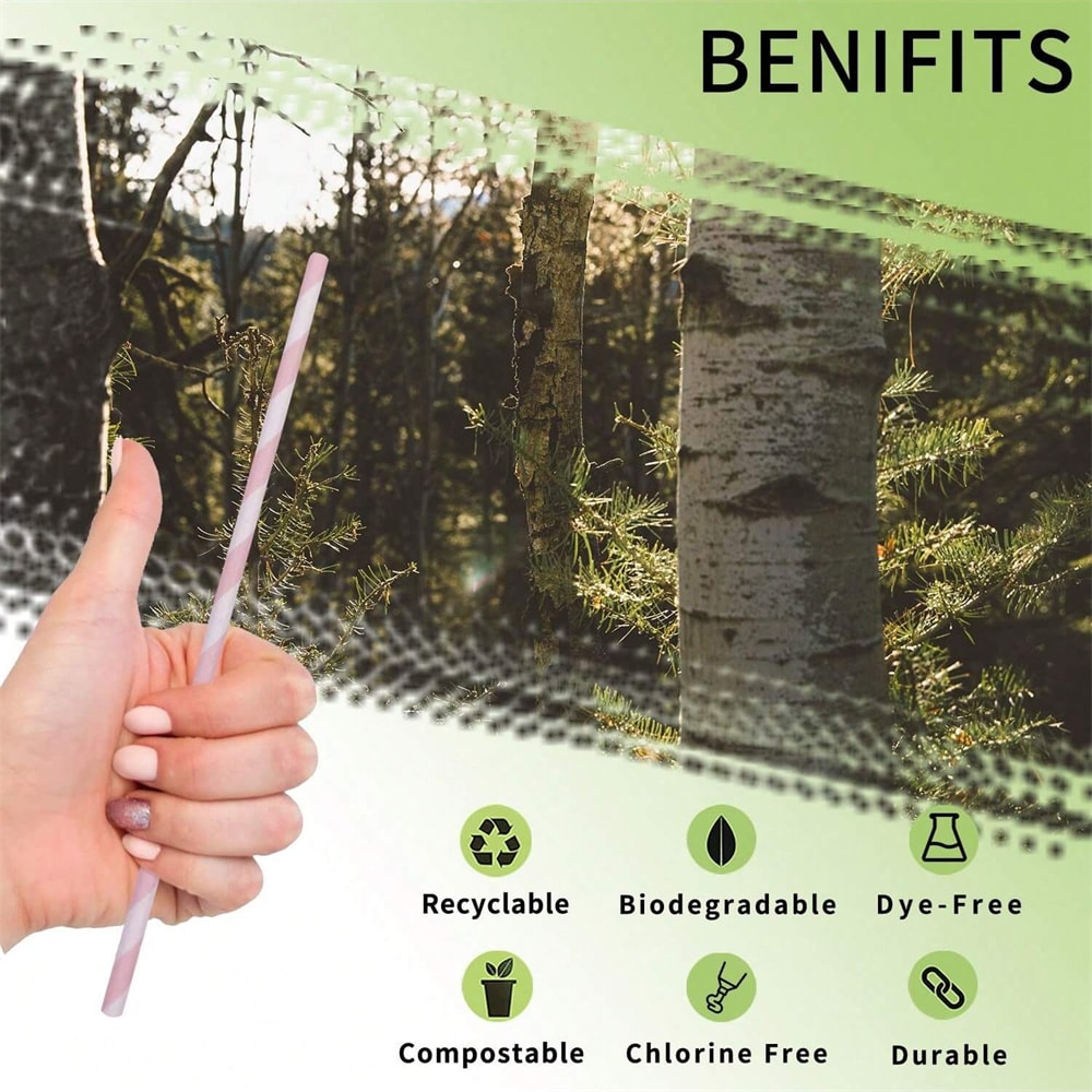 Premium Pink Striped Paper Straws for Parties & Weddings Party Paper Straws