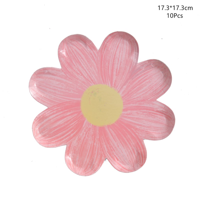 Daisy Paper Plates Floral Party Tableware For Birthday Picnic Cake Serving 4