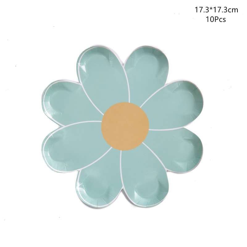 Daisy Paper Plates Floral Party Tableware For Birthday Picnic Cake Serving 8
