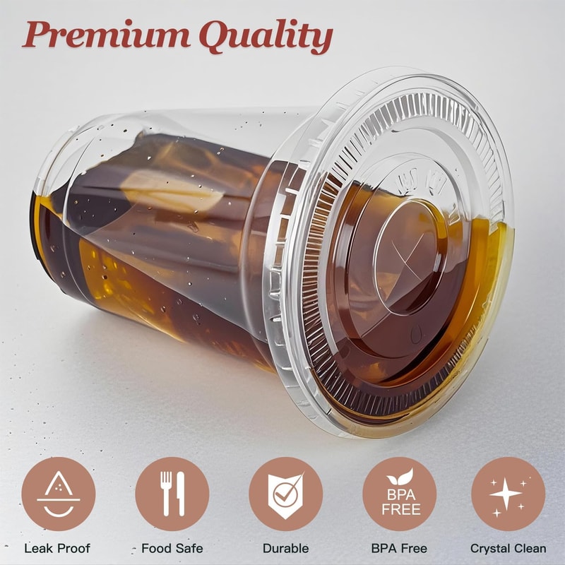 Clear Plastic Disposable Cups With Lids And Straws For Iced Coffee And Smoothies 2