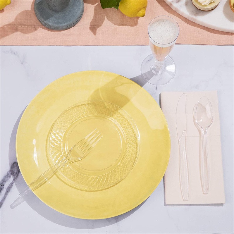 Disposable Plastic Cutlery Set With Transparent Plastic Utensils For Weddings Events 2