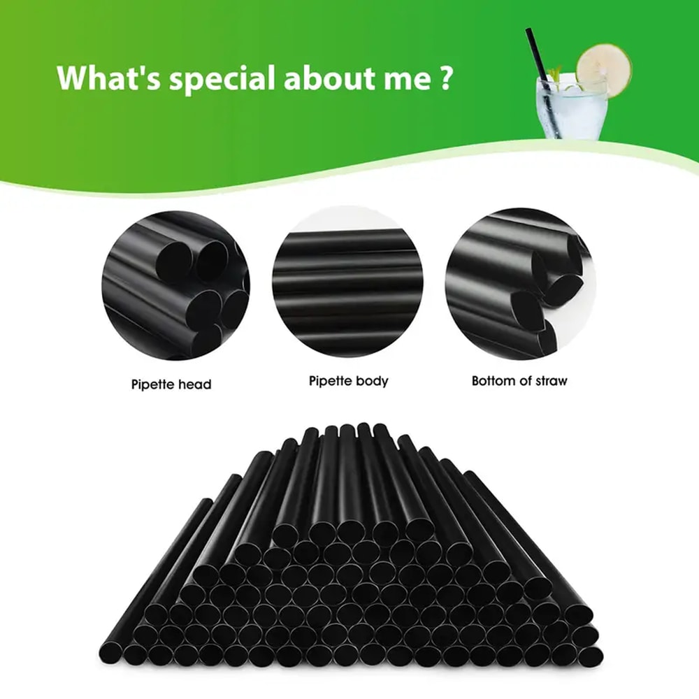 Black Disposable Straws for Coffee Bars Parties and Everyday Drinks