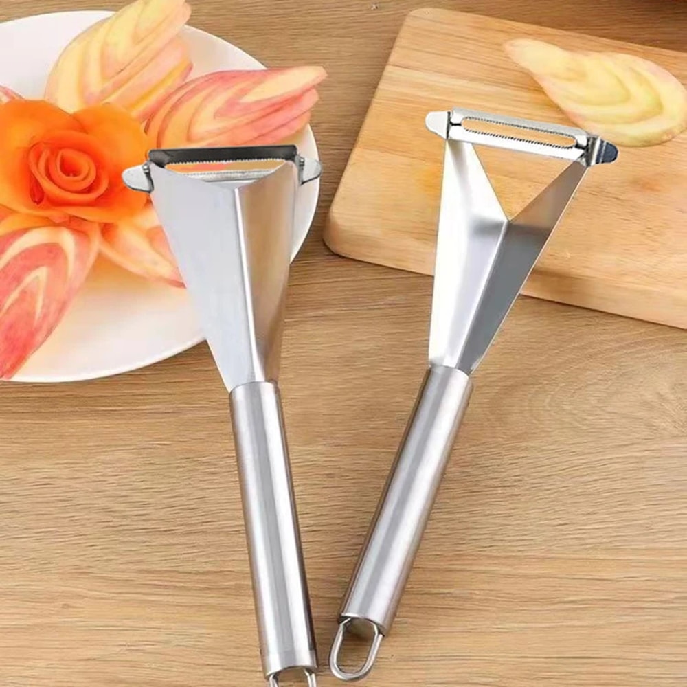 Premium Stainless Steel Triangle Fruit Carving Knife Precise Vegetable & Fruit Platter Cutter