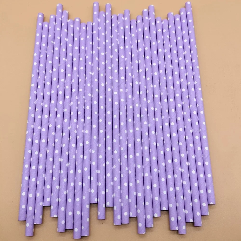 Purple Biodegradable Paper Straws For Birthdays Weddings And Party Drinks 0