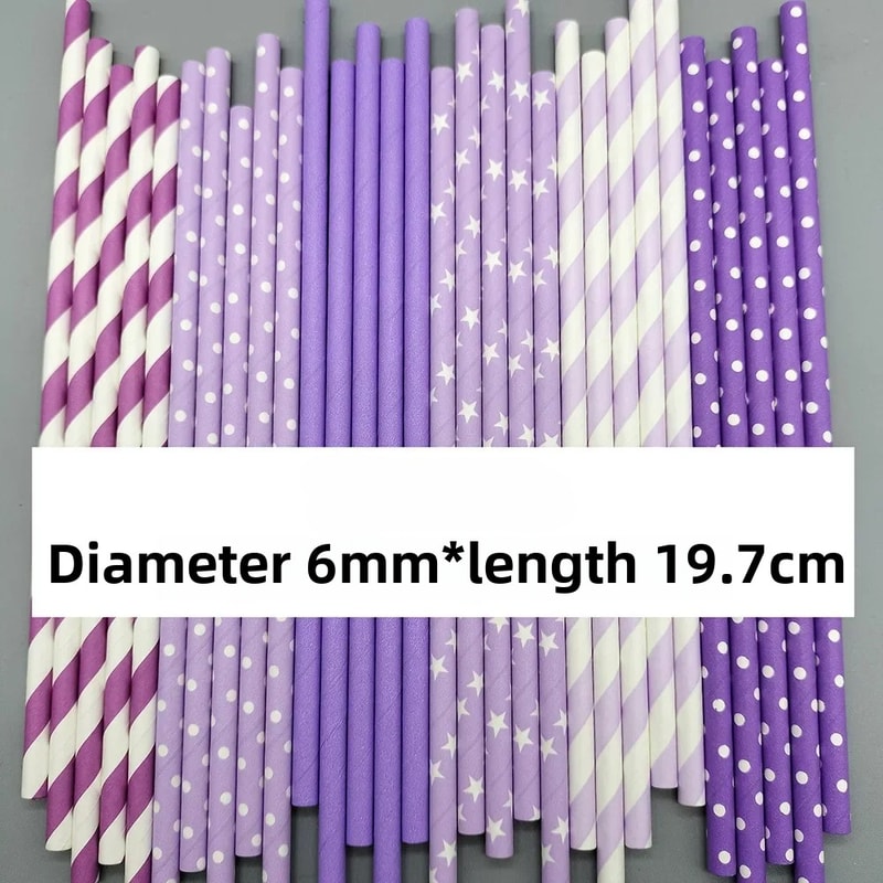 Purple Biodegradable Paper Straws For Birthdays Weddings And Party Drinks 5