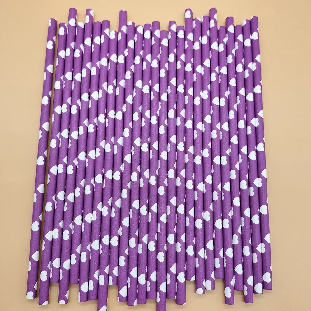 Purple Biodegradable Paper Straws For Birthdays Weddings And Party Drinks 9