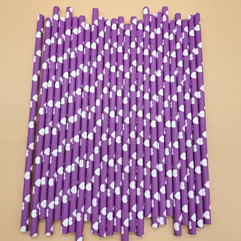 Purple Biodegradable Paper Straws For Birthdays Weddings And Party Drinks 9