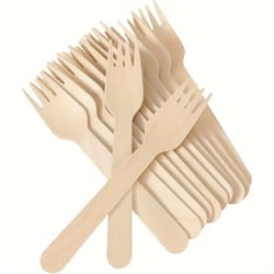 disposable wooden dessert forks for cake salad parties