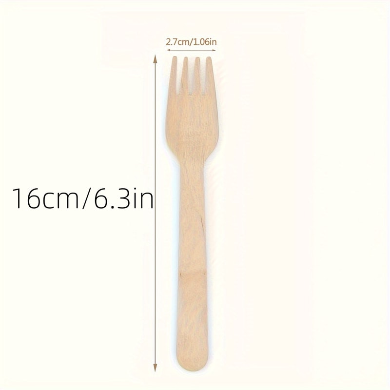 Disposable Wooden Dessert Forks for Cake Salad Parties