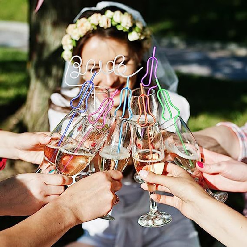 Bride To Be Gourd Shape Bachelorette Party Straws Set 5