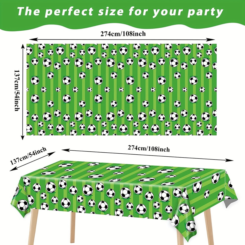 Soccer Theme Disposable Tablecloth for Birthday Parties and Game Day Decor