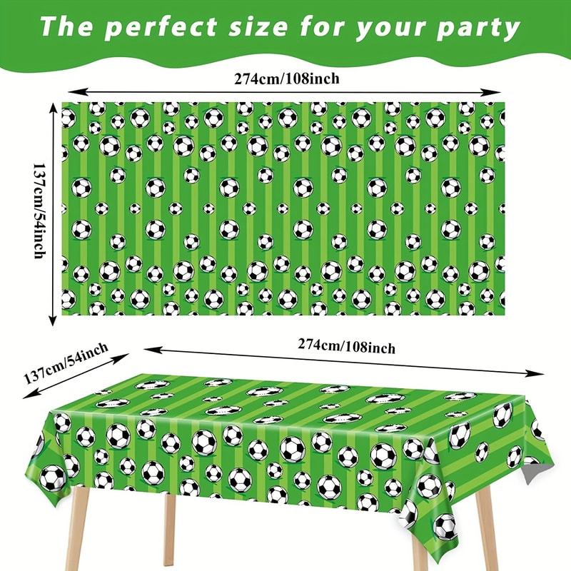 Soccer Theme Disposable Tablecloth for Birthday Parties and Game Day Decor
