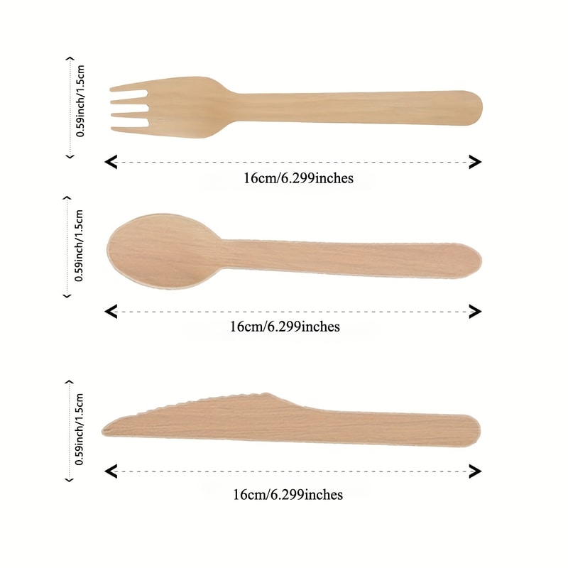 Eco Friendly Disposable Wooden Cutlery Set For Parties And Picnics 1