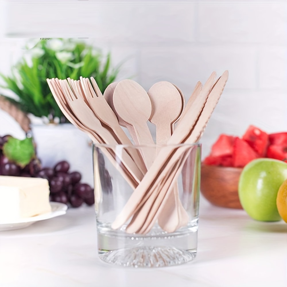 Eco Friendly Disposable Wooden Cutlery Set For Parties And Picnics 2