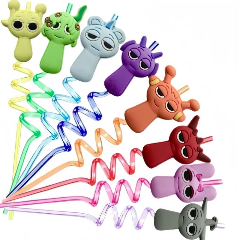 Fun Mixed Cartoon Party Drinking Straws for Kids Events & Themed Beverages