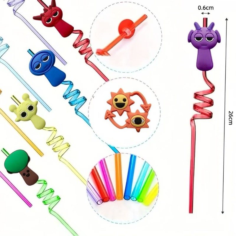 Fun Mixed Cartoon Party Drinking Straws for Kids Events & Themed Beverages