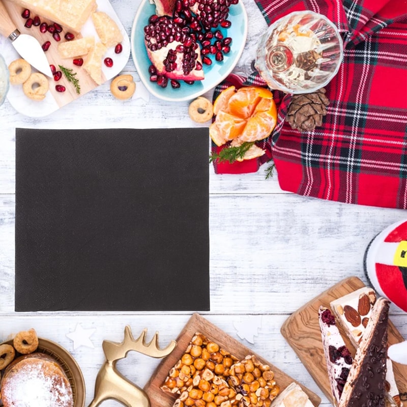 Black Cocktail Napkins Disposable Party Napkins for Weddings and Events