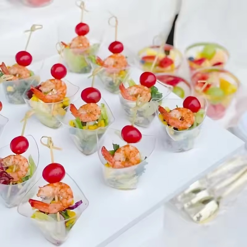 Premium Disposable Plastic Dessert Cups Clear Twist Triangle Dessert Cups