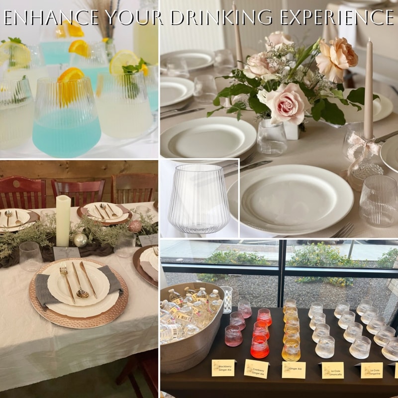 Plastic Ribbed Wine Glasses for Parties and Outdoor Entertaining