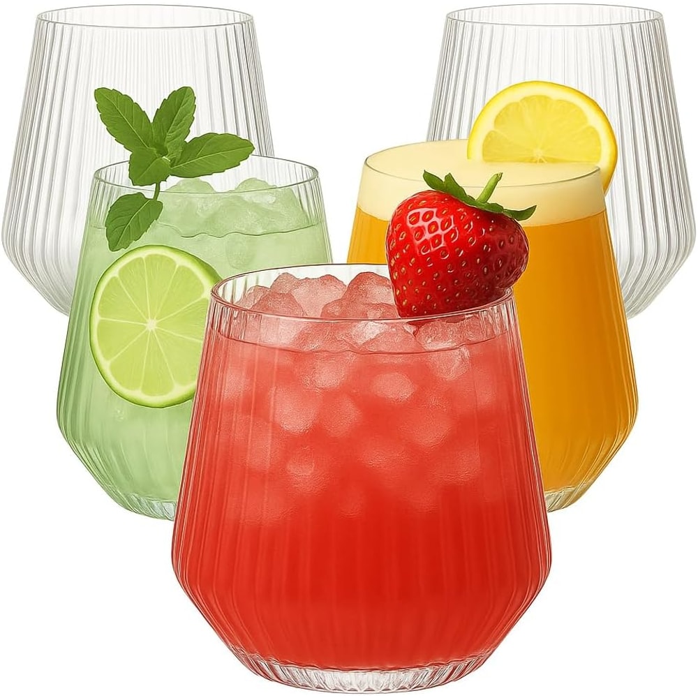 Plastic Ribbed Wine Glasses for Parties and Outdoor Entertaining