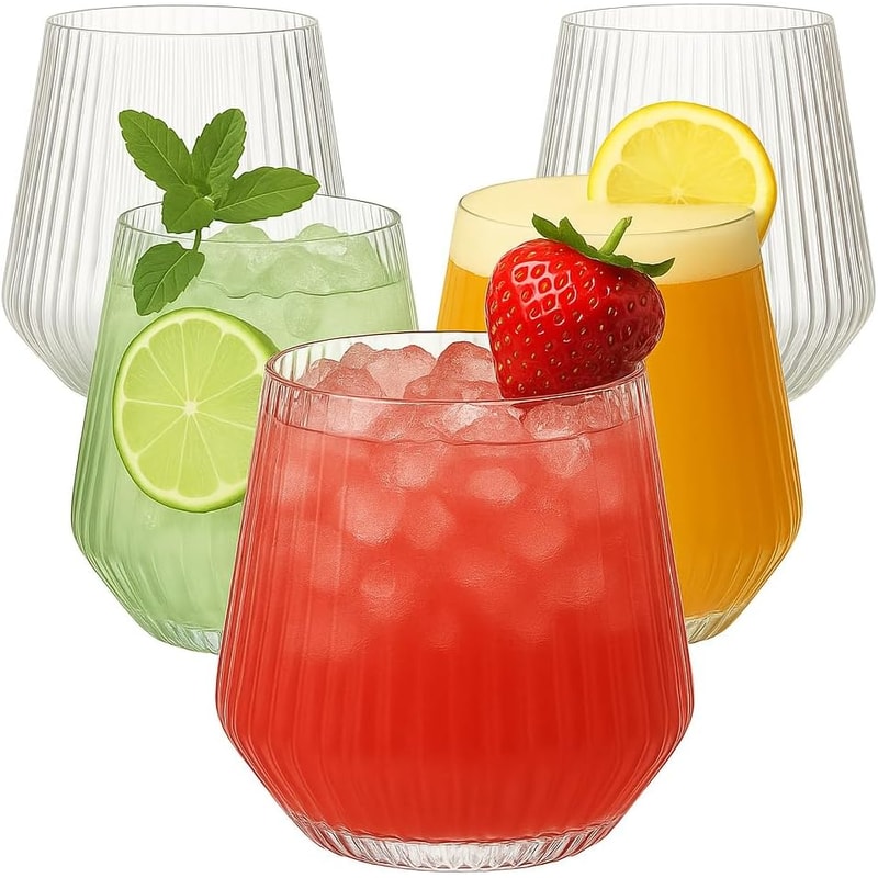 Plastic Ribbed Wine Glasses for Parties and Outdoor Entertaining