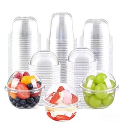 u shaped disposable dessert cups with lids for parfait, mousse and fruit