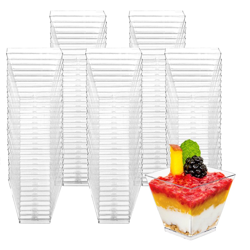 Dessert Cups Clear Trapezoid Mini Party Dessert Containers 3