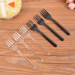 disposable black cake & dessert forks elegant transparent party tableware
