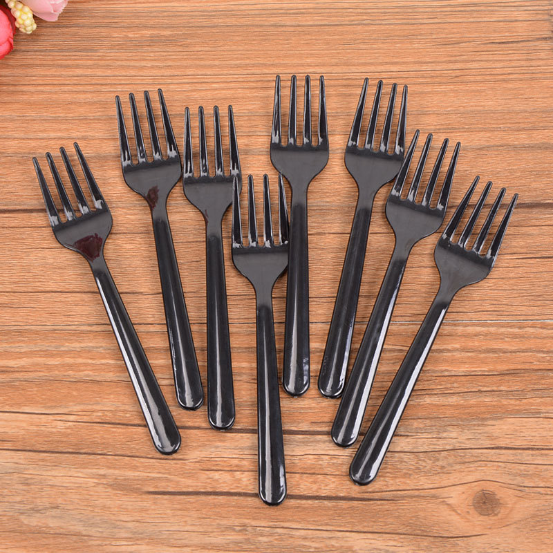 Disposable Black Cake & Dessert Forks Elegant Transparent Party Tableware