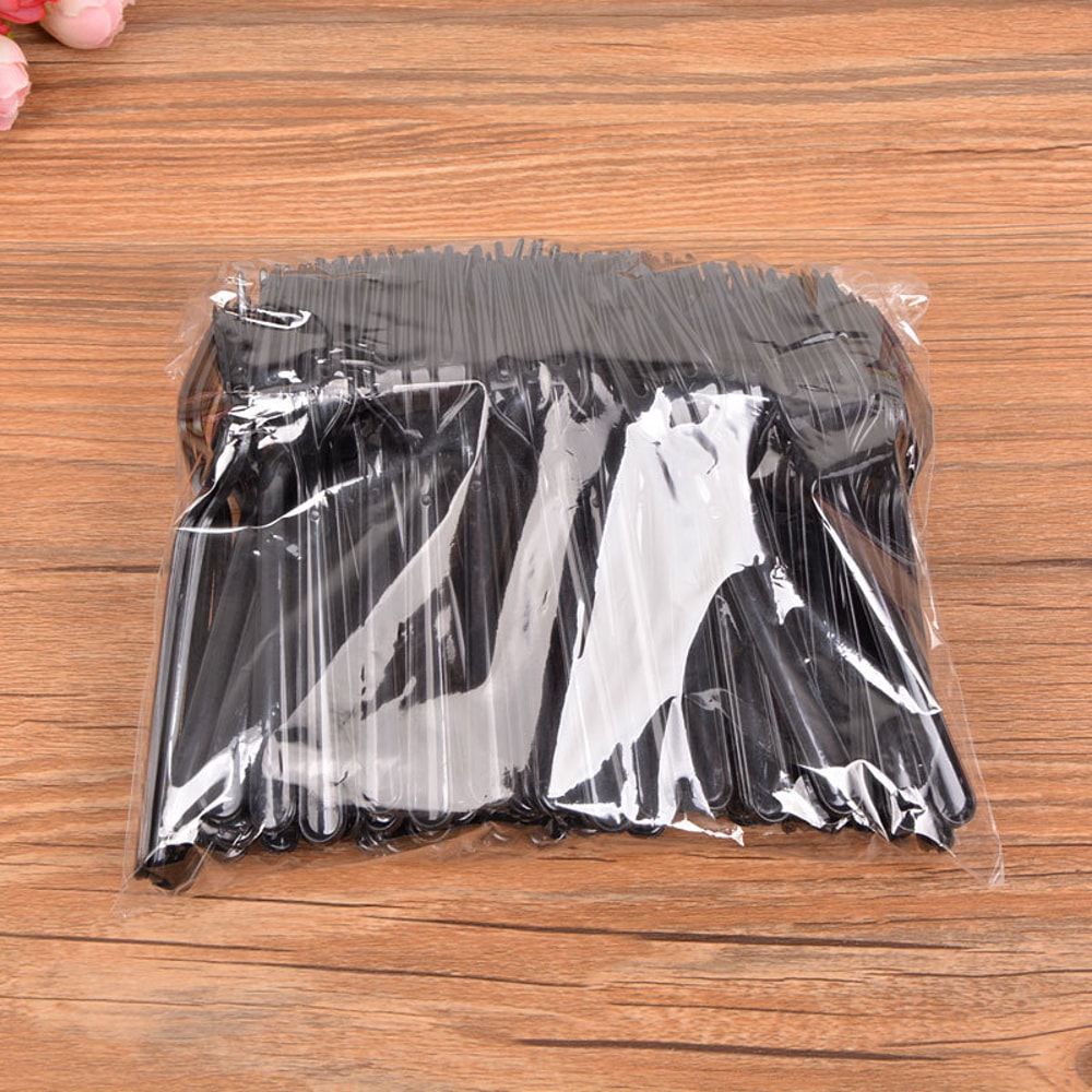 Disposable Black Cake & Dessert Forks Elegant Transparent Party Tableware
