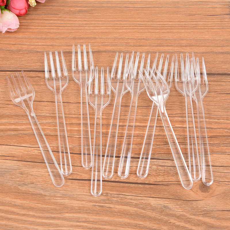 Disposable Black Cake & Dessert Forks Elegant Transparent Party Tableware