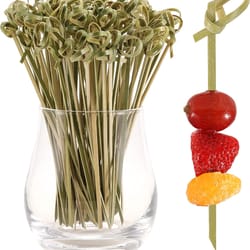 natural bamboo cocktail picks & knot skewers garnish sticks for drinks, fruit, charcuterie