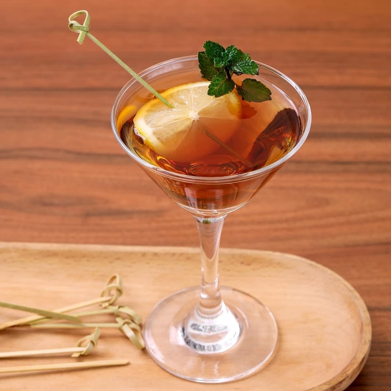 Natural Bamboo Cocktail Picks & Knot Skewers Garnish Sticks for Drinks, Fruit, Charcuterie