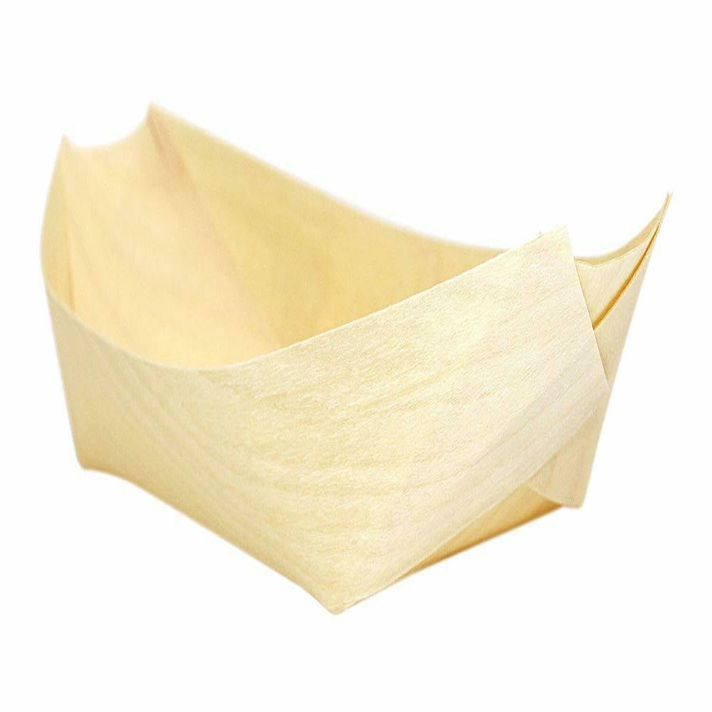 Disposable Wooden Serving Trays Pine Wood Food Boats for Catering & Parties