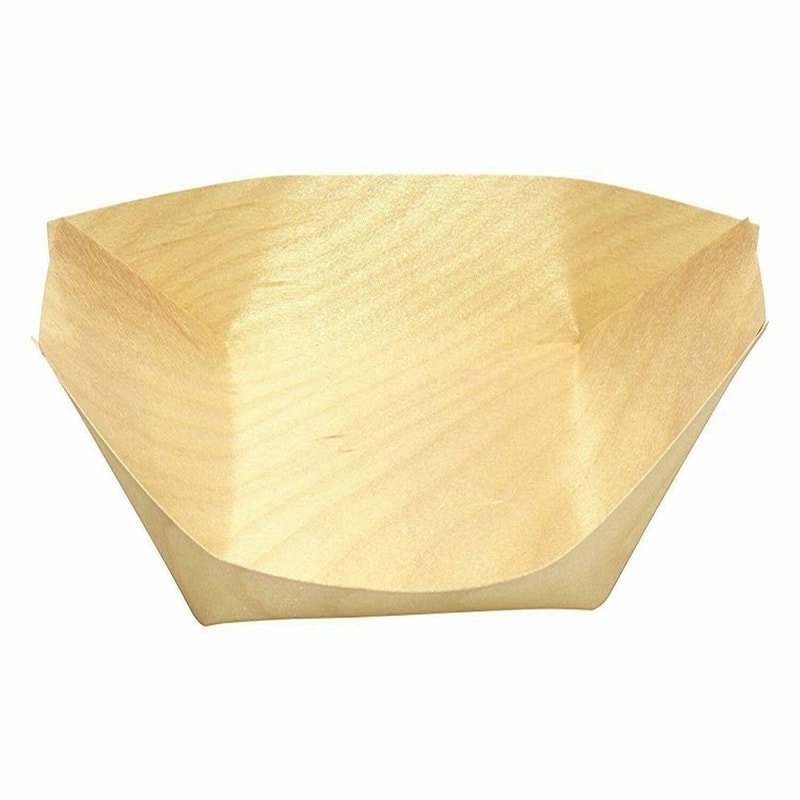 Disposable Wooden Serving Trays Pine Wood Food Boats for Catering & Parties
