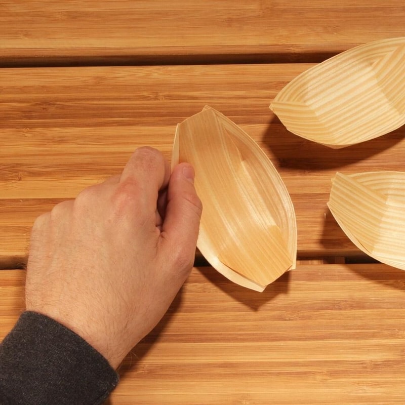 Disposable Wooden Serving Trays Pine Wood Food Boats for Catering & Parties