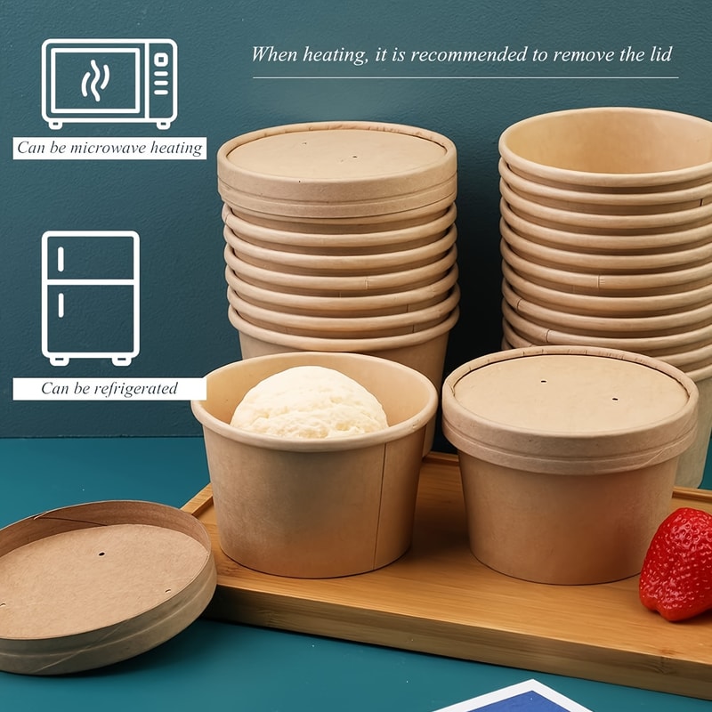 Paper Soup Containers with Lids Bulk Pack Disposable Food Containers