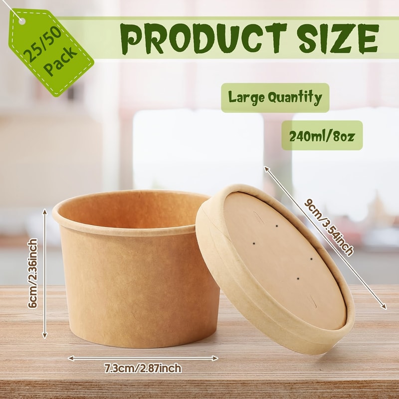 Paper Soup Containers with Lids Bulk Pack Disposable Food Containers
