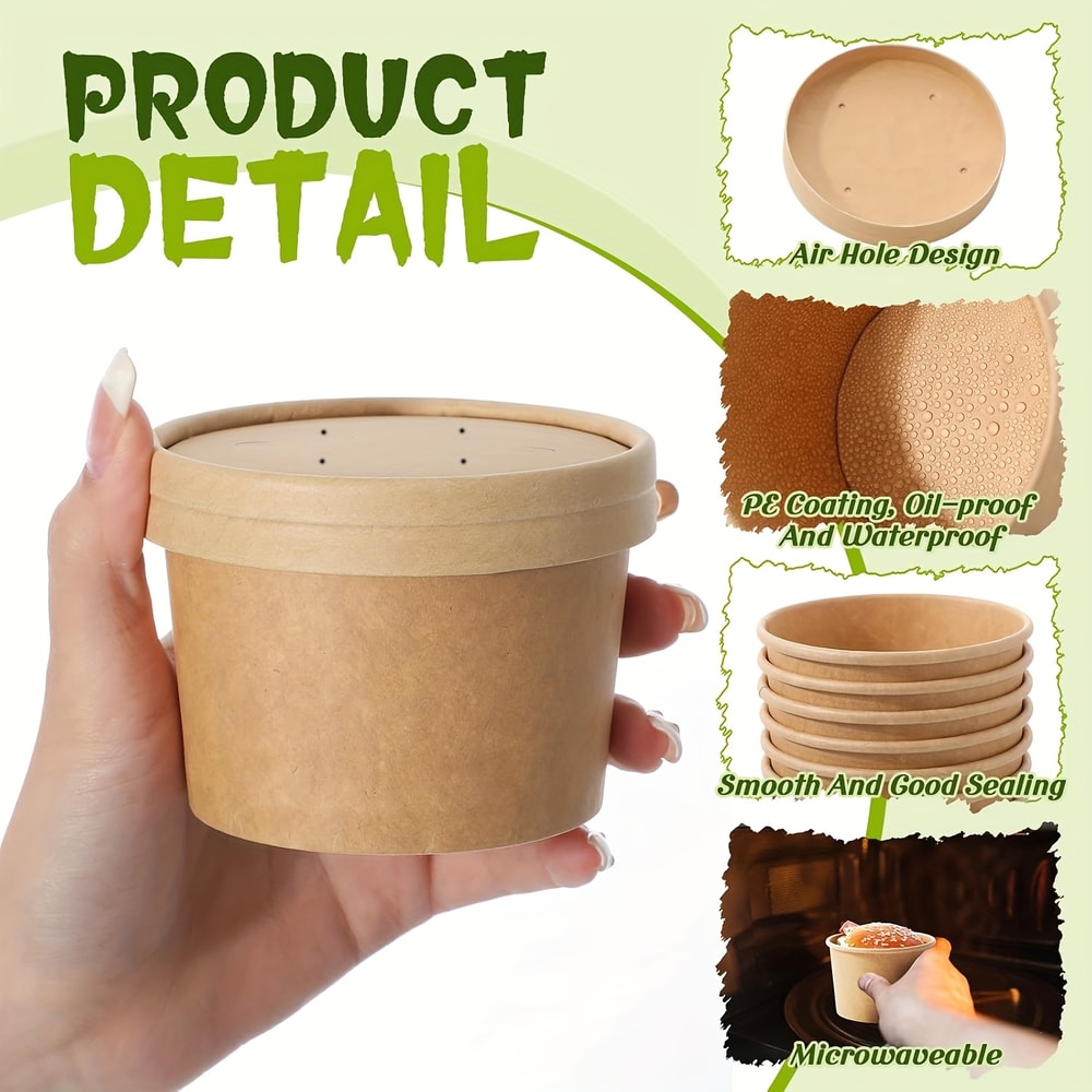 Paper Soup Containers with Lids Bulk Pack Disposable Food Containers