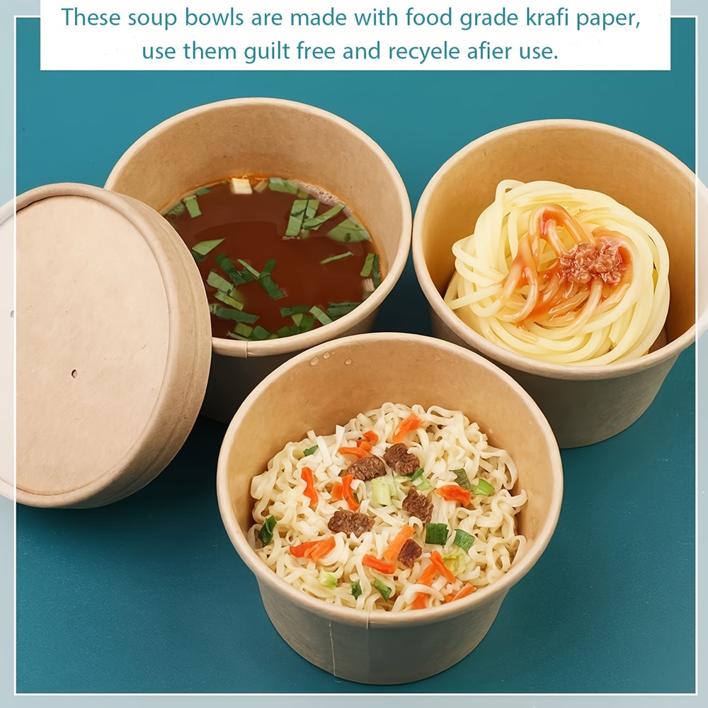 Paper Soup Containers with Lids Bulk Pack Disposable Food Containers