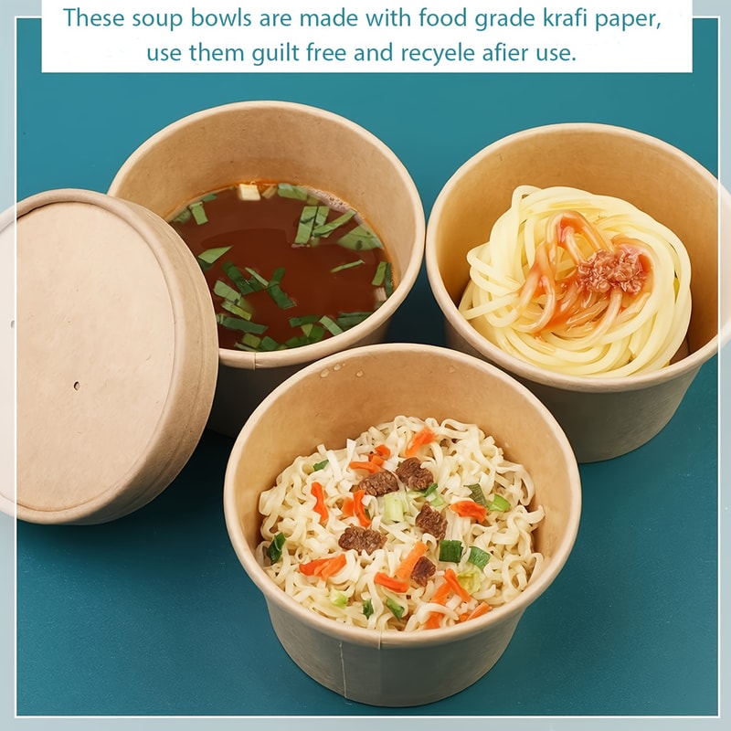 Paper Soup Containers with Lids Bulk Pack Disposable Food Containers