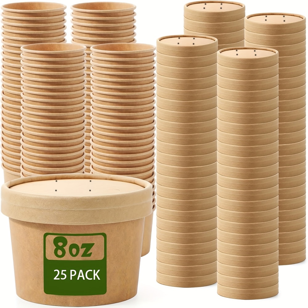 Paper Soup Containers with Lids Bulk Pack Disposable Food Containers