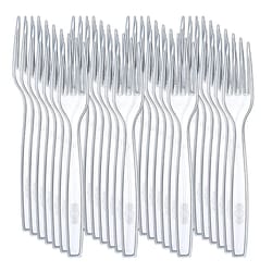 clear transparent disposable forks for dessert, fruit and party serving