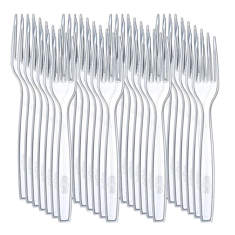 Clear Transparent Disposable Forks for Dessert, Fruit and Party Serving