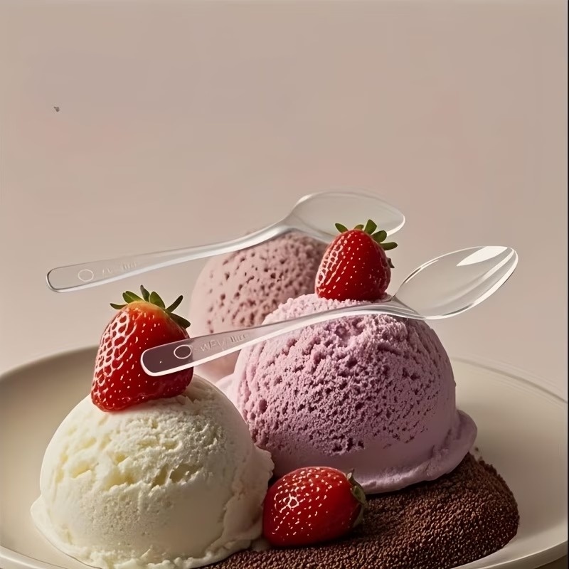 Clear Plastic Soup Spoons Disposable Dessert and Party Serving Set