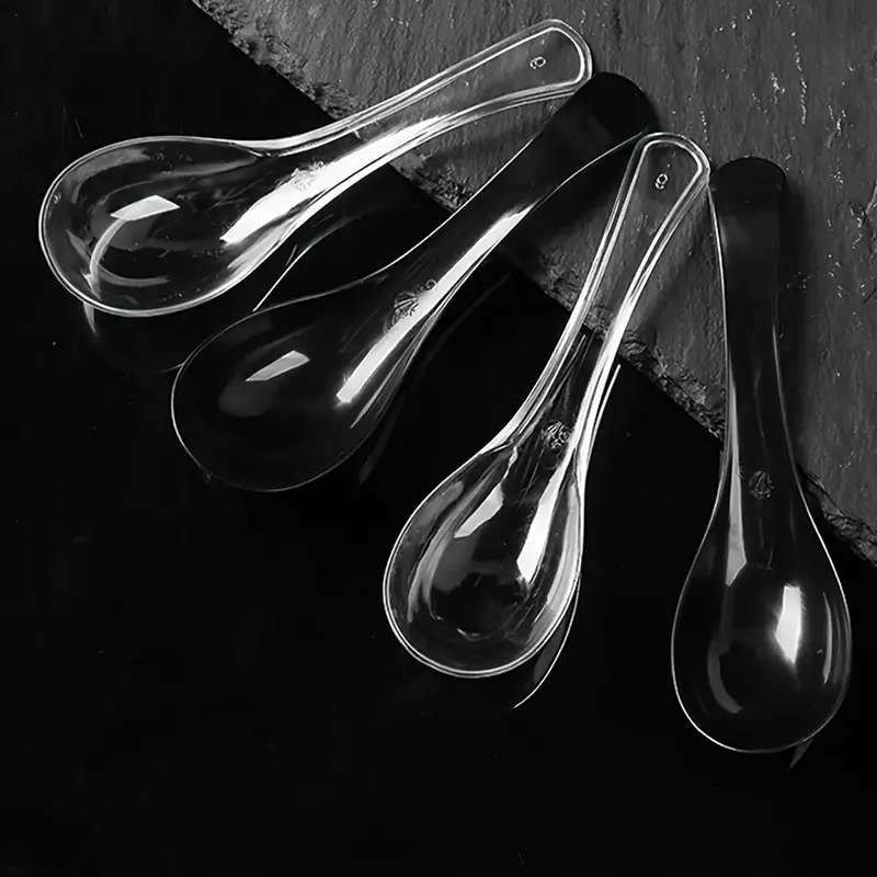 Clear Plastic Soup Spoons Disposable Dessert and Party Serving Set