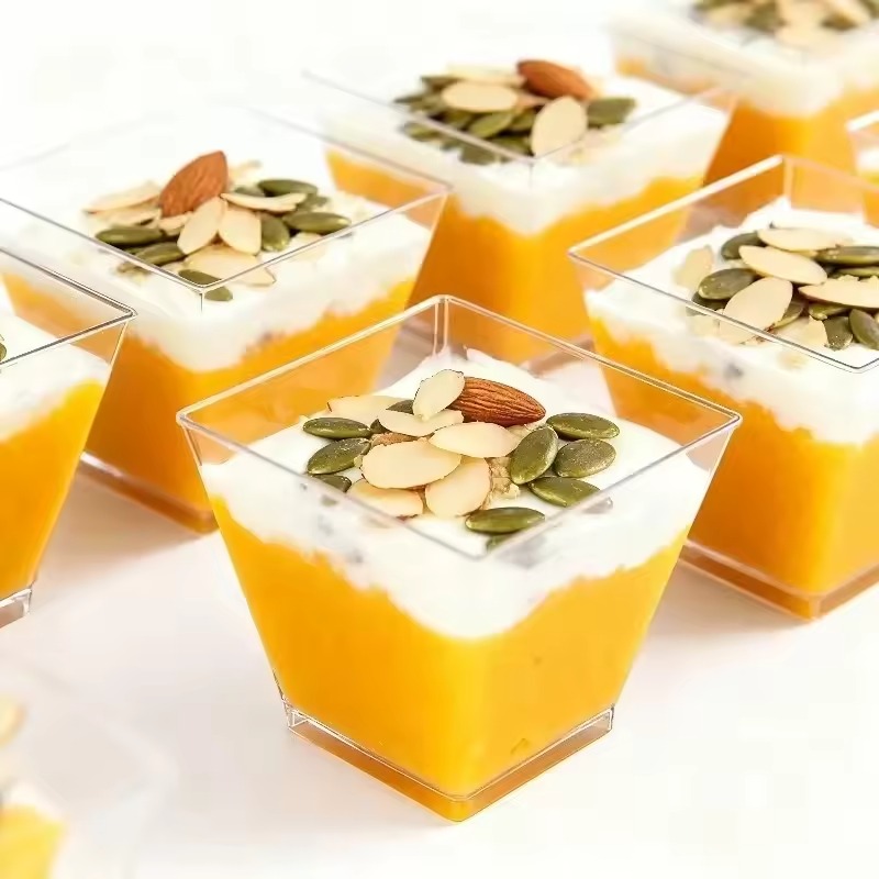 Clear Dessert Cups Disposable Mini Cups for Mousse, Pudding and Ice Cream